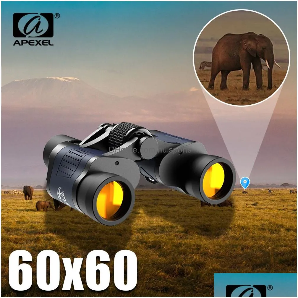 telescope binoculars apexel professional 60x60 optics with low light night vision powerful hunting binoculares for camping tools