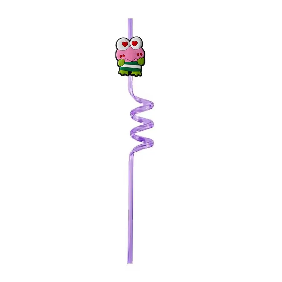 pink frog themed crazy cartoon straws plastic for kids birthday drinking goodie gifts party christmas favors  supplies new year reusable straw