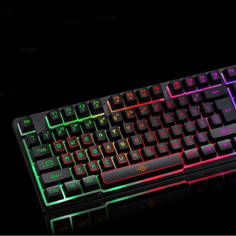 Gaming Keyboard and Mouse Combos USB Wired Gamers Rainbow Backlit Keyboards and Breathing Illuminous Mice for Desktop Laptop4407338