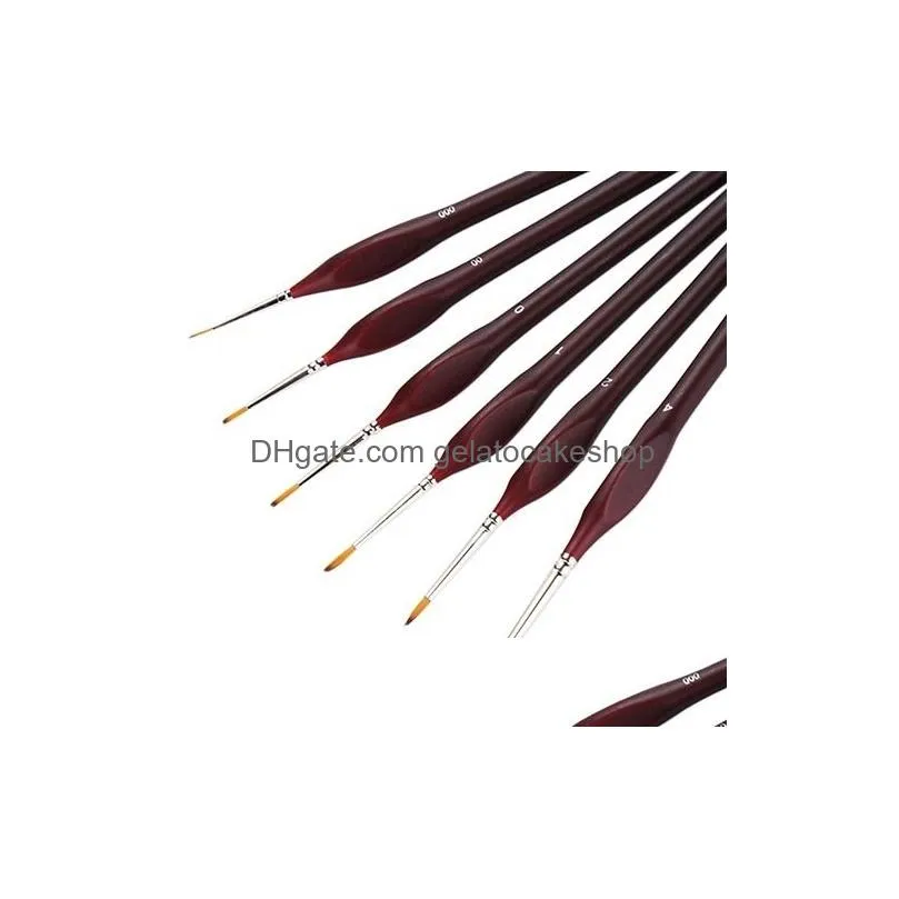 high quality 6 pcs professional wooden handle artists modellers detail paint brushes set