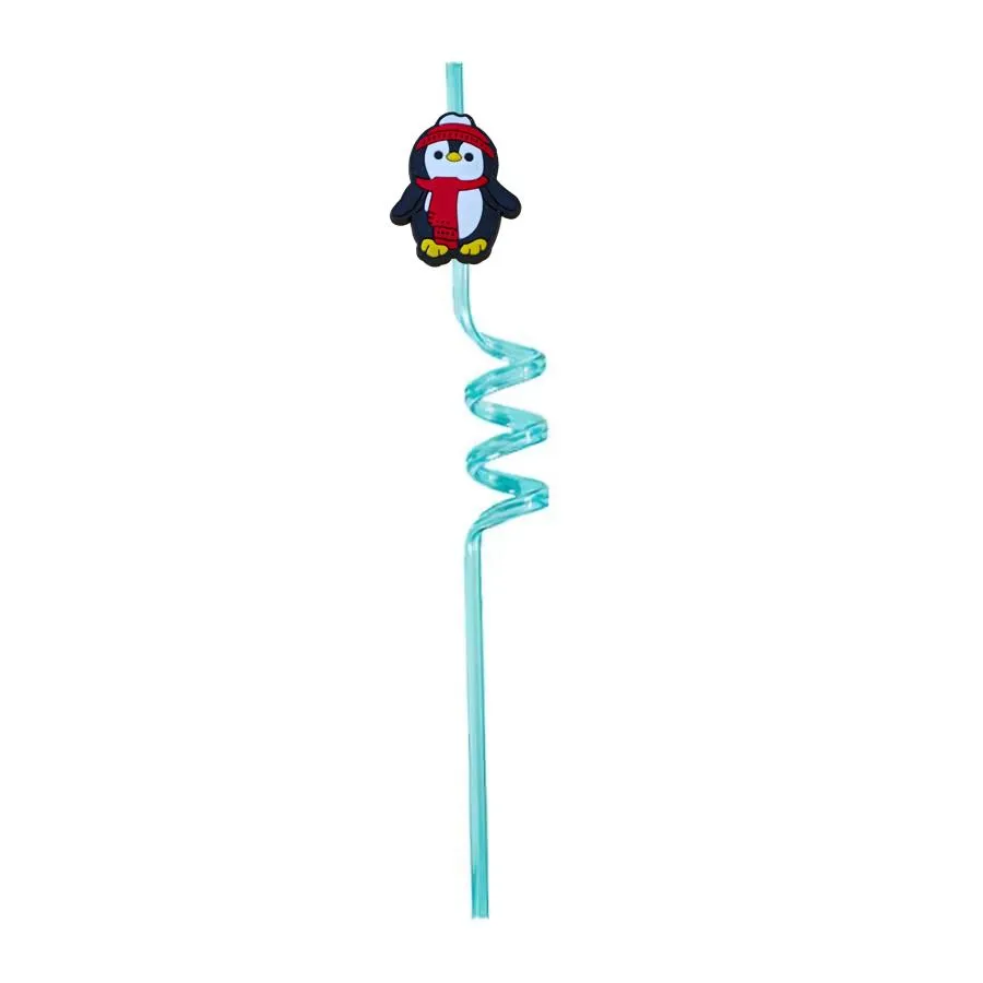 penguin themed crazy cartoon straws drinking for kids pool birthday party sea favors goodie gifts supplies decorations plastic  reusable straw