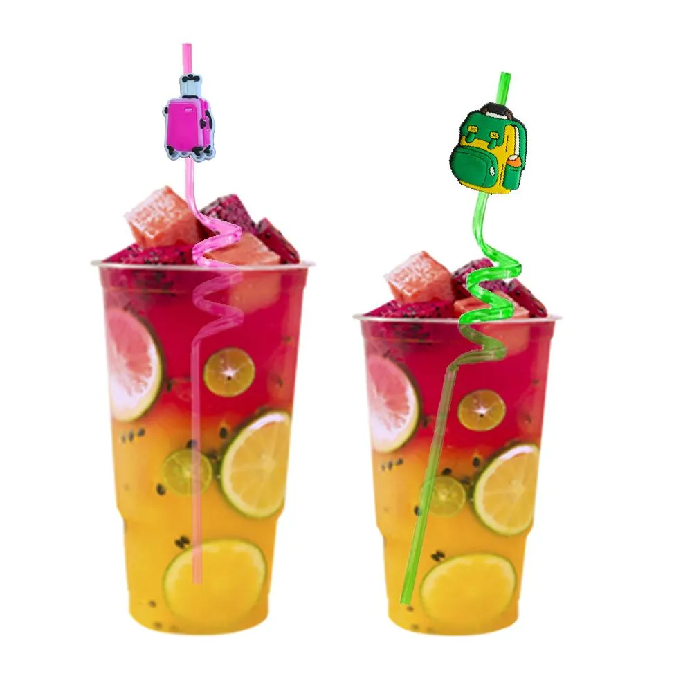 luggage and themed crazy cartoon straws plastic drinking for childrens party favors supplies decorations kids sea straw girls reusable