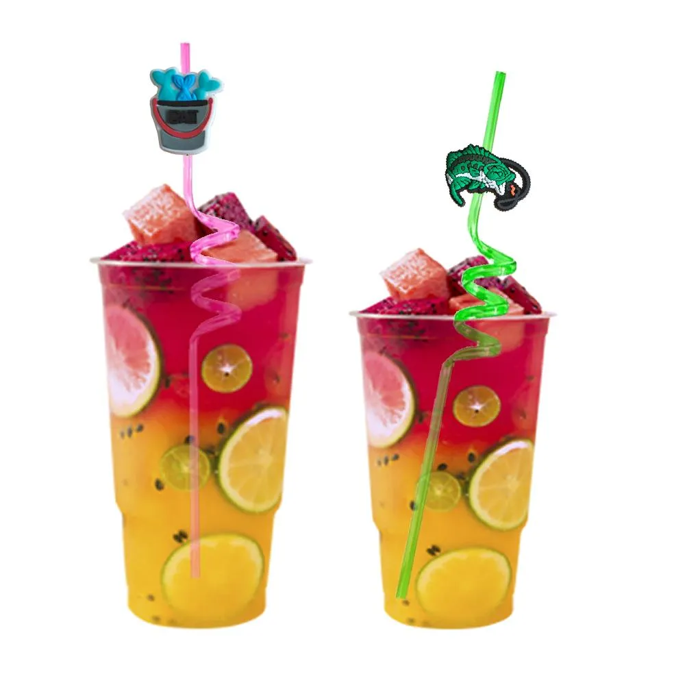 fish themed crazy cartoon straws christmas party favors drinking plastic for kids birthday summer favor new year reusable straw