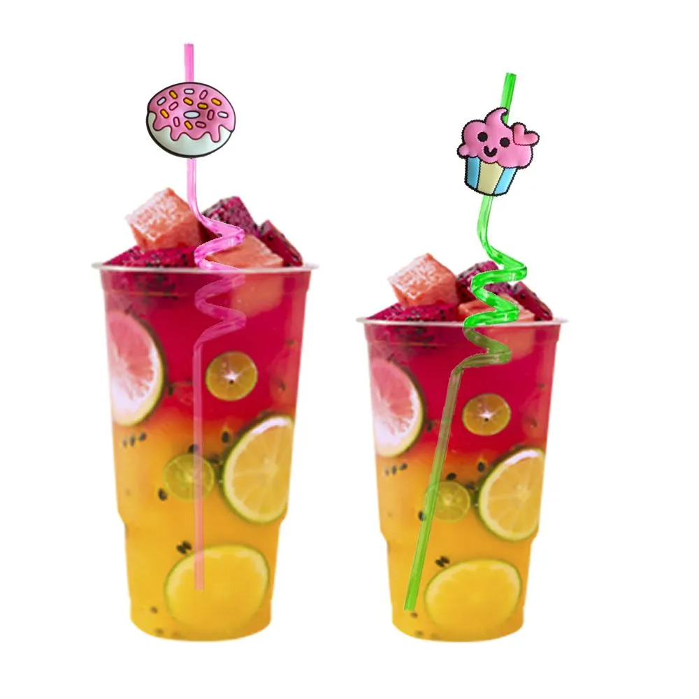 ice cream 2 10 themed crazy cartoon straws reusable plastic drinking for christmas party favors kids birthday girls straw