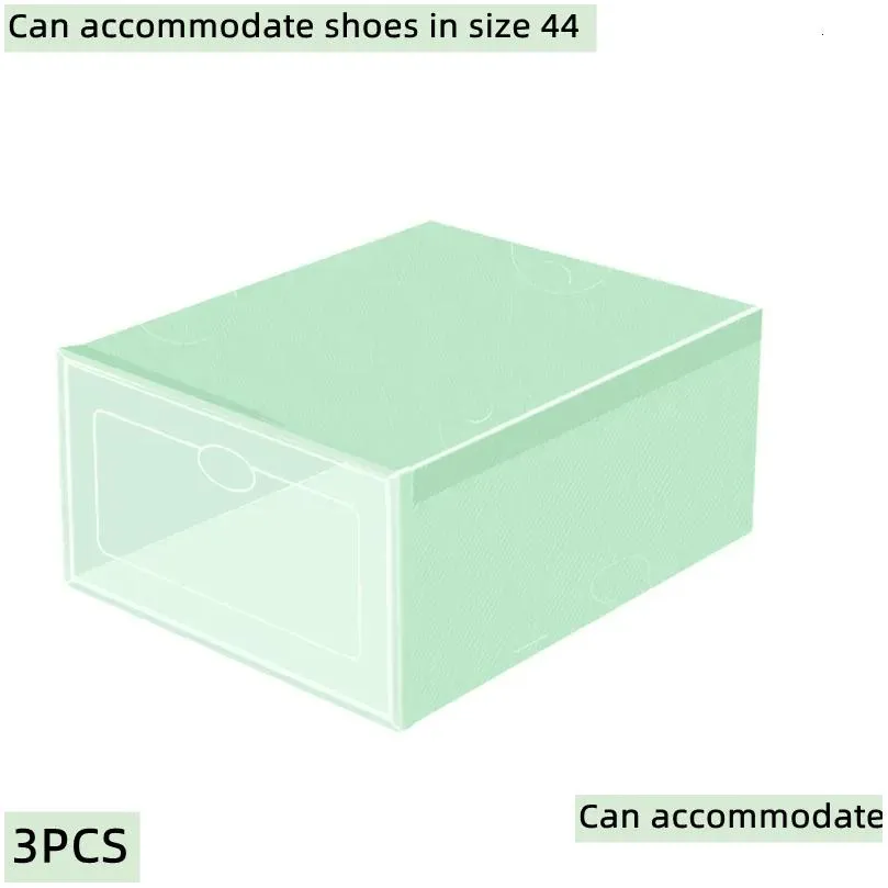Storage Boxes Bins 3PCS Transparent Shoe Box Shoes Organizers Plastic Thickened Foldable Dustproof Stackable Combined Cabinet 230907
