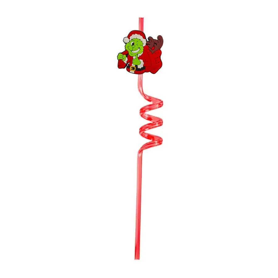 green haired monster christmas themed crazy cartoon straws drinking goodie gifts for kids party birthday decorations summer favors plastic straw girls reusable