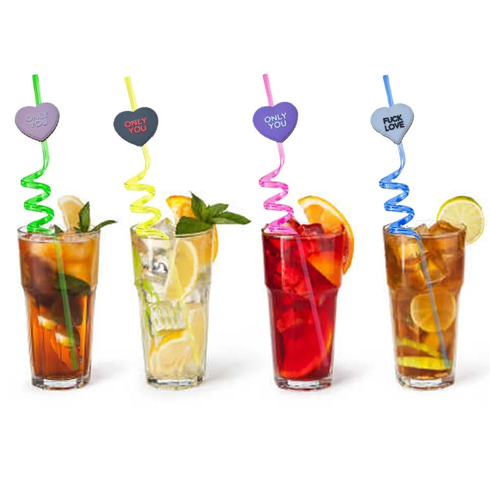 valentines day love themed crazy cartoon straws drinking for christmas party favors supplies decorations kids pool birthday reusable plastic straw girls