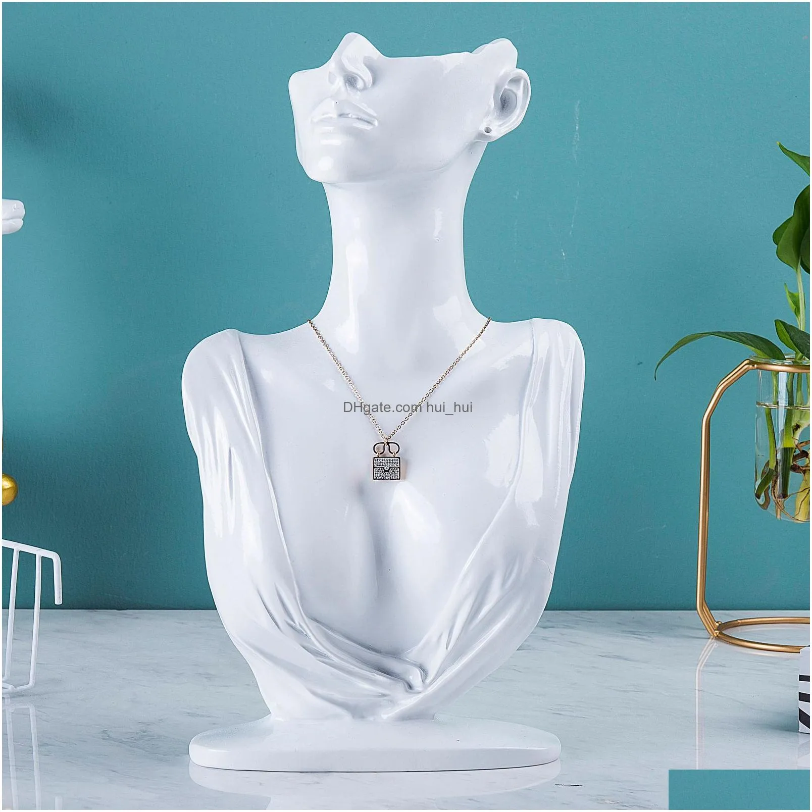 mannequin top selling lms 3 size resin medium side portrait model earrings necklace jewelry display stand necklace display props