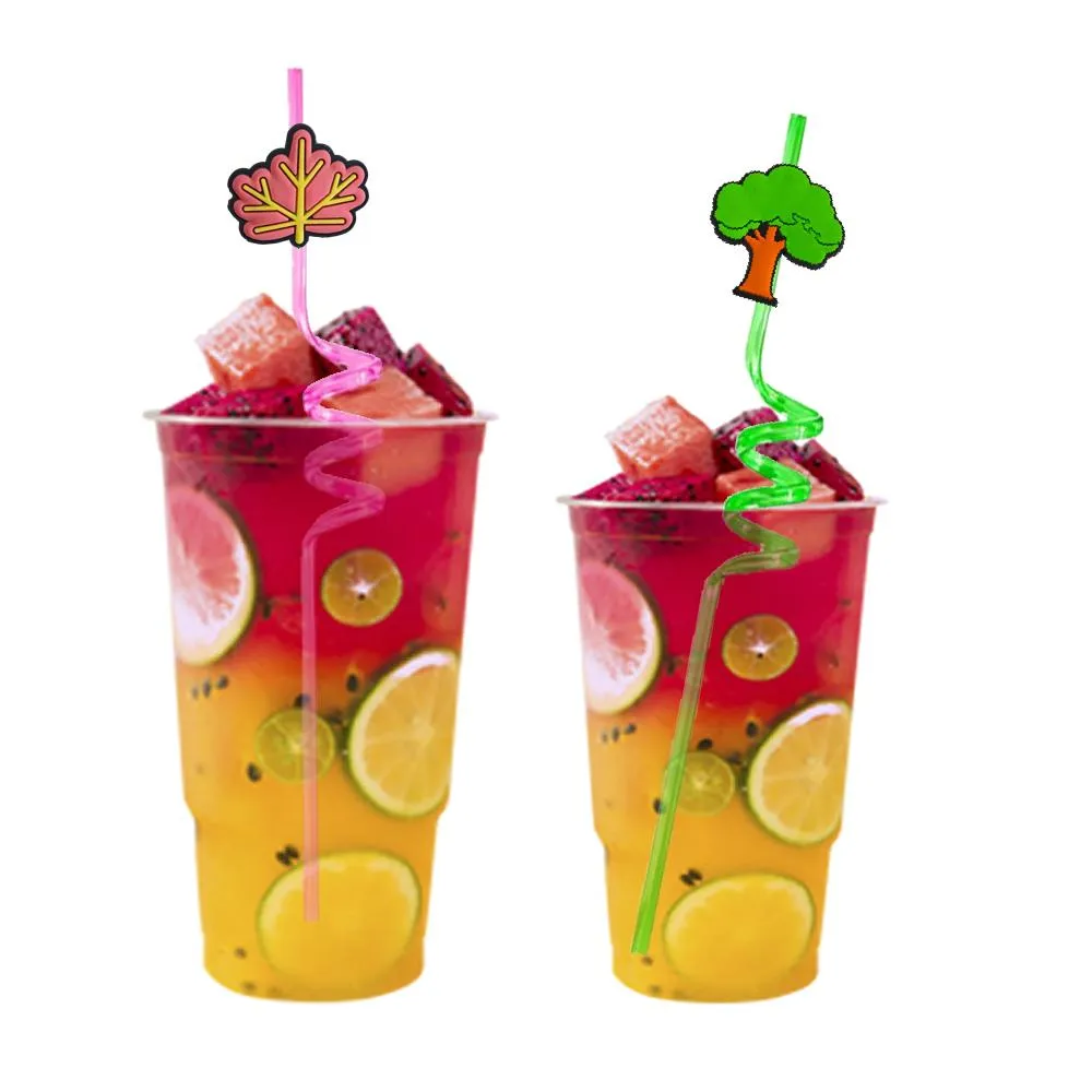 plant themed crazy cartoon straws drinking for christmas party favors plastic straw girls decorations  supplies goodie gifts kids with decoration reusable