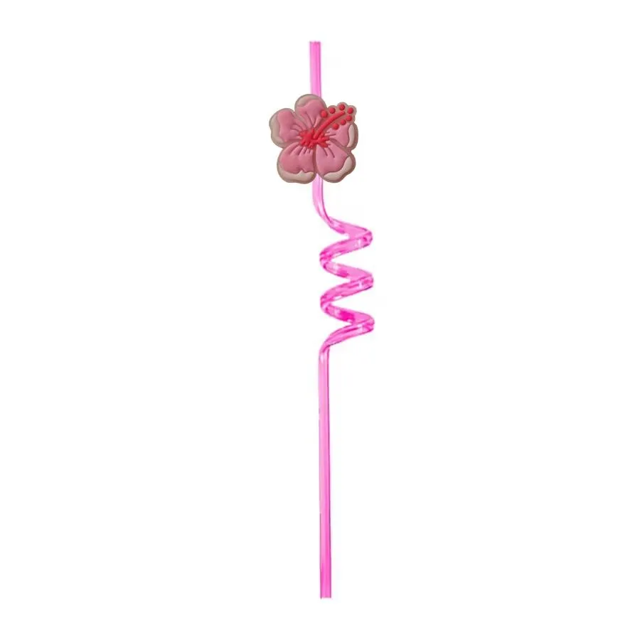 fluorescent pentapetal flower themed crazy cartoon straws christmas party favors drinking plastic for new year sea reusable straw