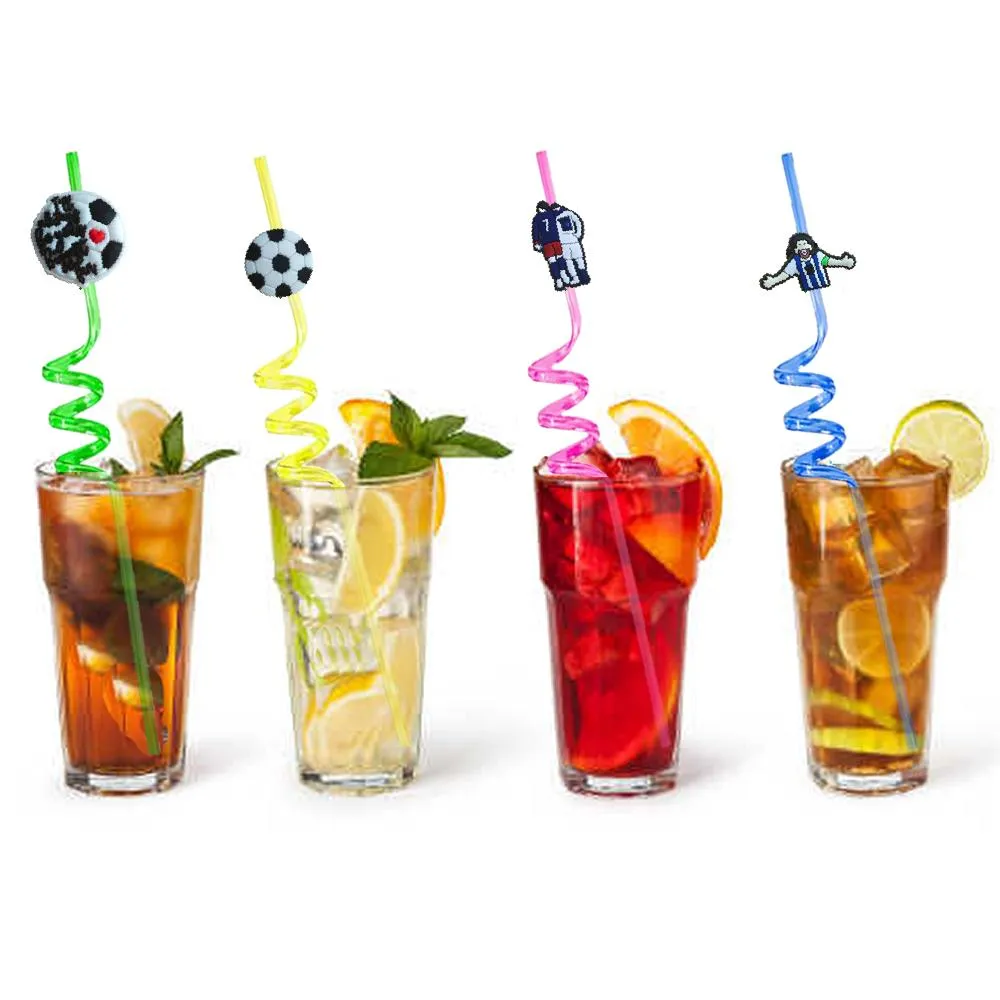 football 56 themed crazy cartoon straws christmas party favors drinking supplies for decorations plastic straw girls reusable