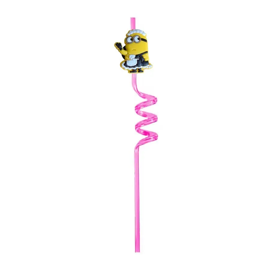 little yellow man 26 themed crazy cartoon straws drinking supplies for birthday party plastic childrens favors straw girls decorations reusable