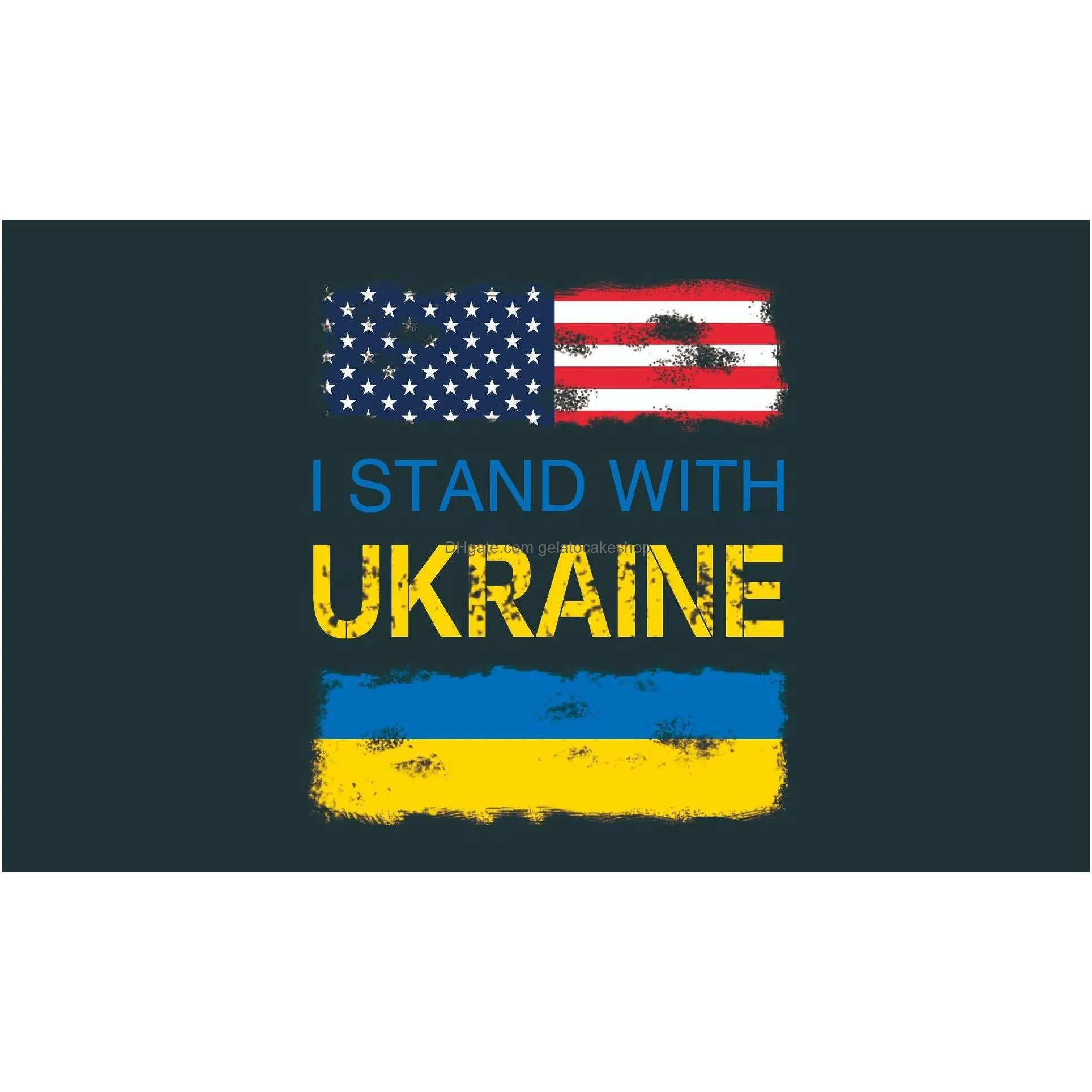 us 3x5 ft party flag support ukrainian banner i stand with ukraine flag for outdoor indoor decor polyester dhs