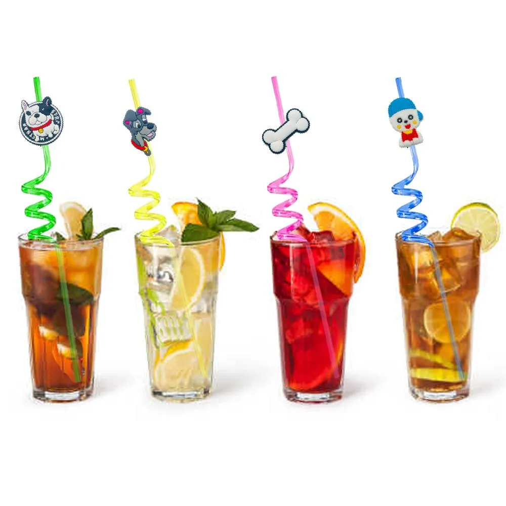 dog series 32 themed crazy cartoon straws drinking for summer party favor christmas favors plastic childrens reusable straw