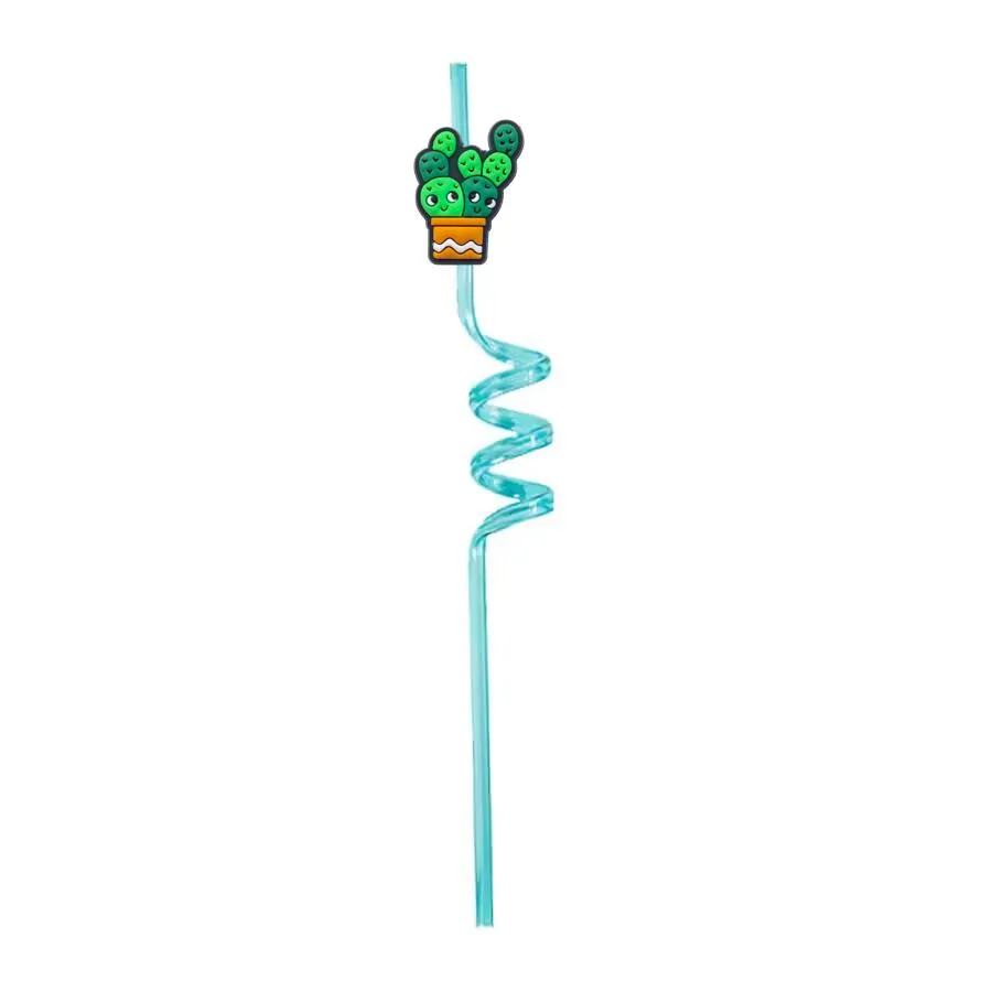 cactus themed crazy cartoon straws drinking goodie gifts for kids party christmas favors birthday decorations summer supplies plastic straw girls reusable