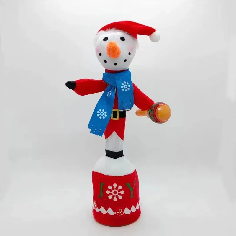 New Electric Toy Santa Snowman Dancing Cactus Sand Sculpture Twisting Electric Plush Toys Learning to Talk and Sing Doll