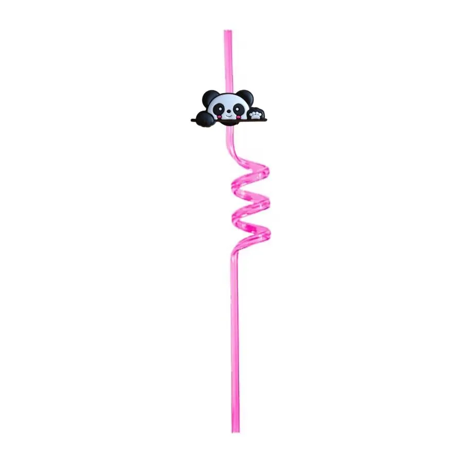 panda 12 themed crazy cartoon straws drinking for new year party supplies birthday favors decorations kids pool sea reusable plastic straw