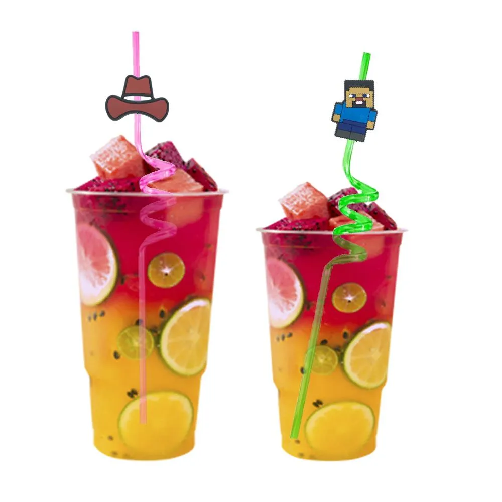 my world 35 themed crazy cartoon straws christmas party favors drinking decoration supplies birthday for girls plastic kids reusable straw
