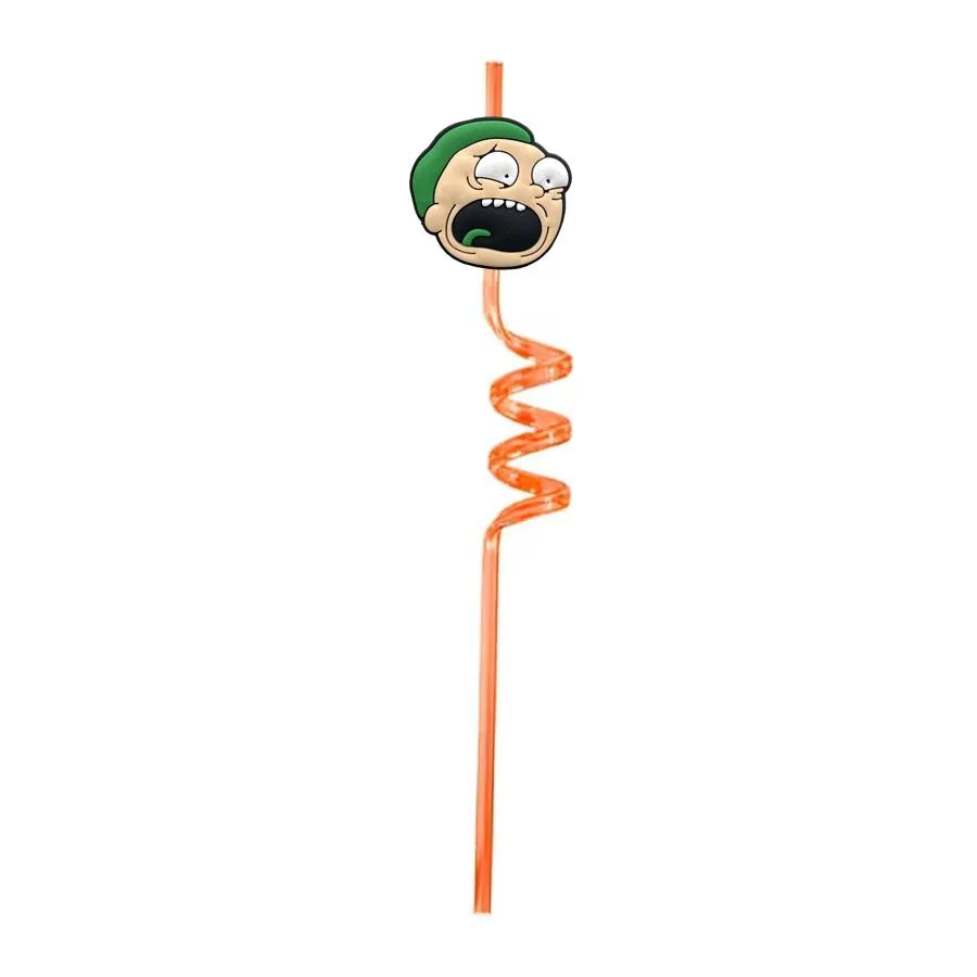 rick 36 themed crazy cartoon straws reusable plastic drinking straw with decoration for kids goodie gifts party supplies birthday