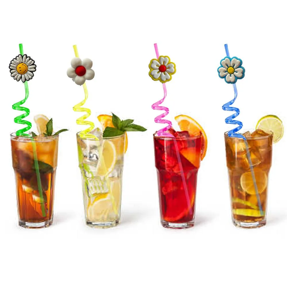flower 2 11 themed crazy cartoon straws drinking for new year party plastic christmas favors kids decoration supplies birthday reusable straw
