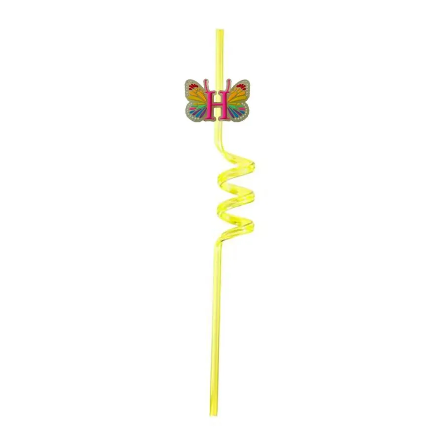 fluorescent letter butterfly themed crazy cartoon straws drinking party supplies for favors decorations christmas new year decoration birthday goodie gifts kids reusable plastic straw