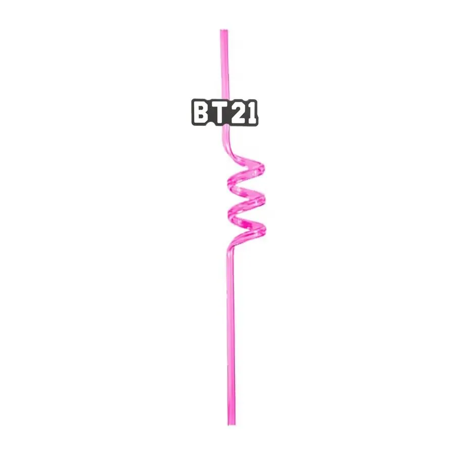 bt21 17 themed crazy cartoon straws drinking party supplies for favors decorations birthday summer plastic kids goodie gifts reusable straw