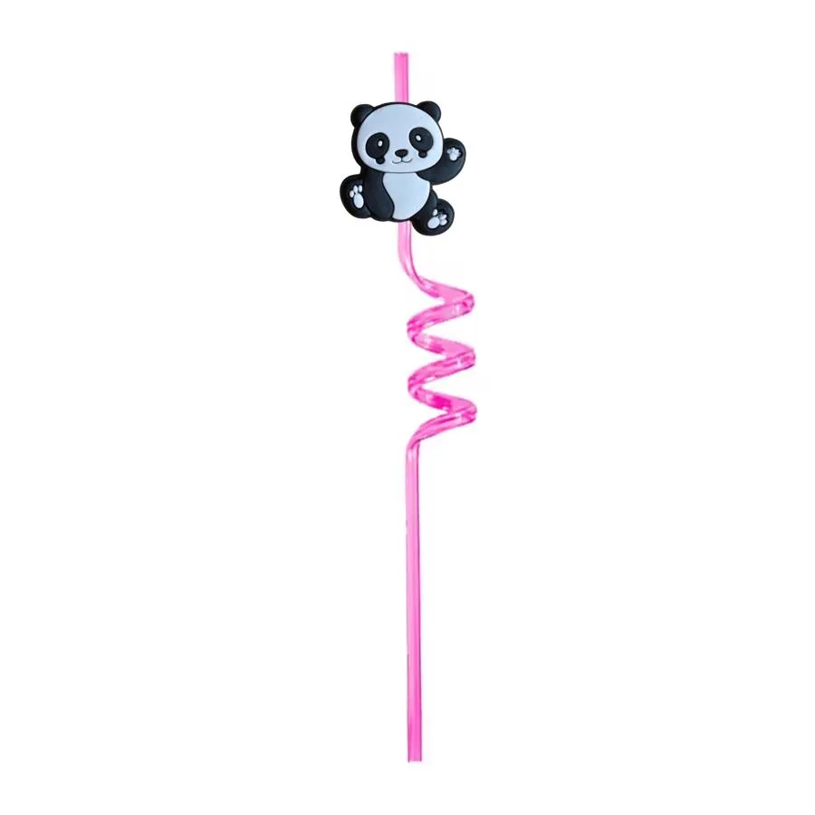 panda 12 themed crazy cartoon straws drinking for new year party supplies birthday favors decorations kids pool sea reusable plastic straw