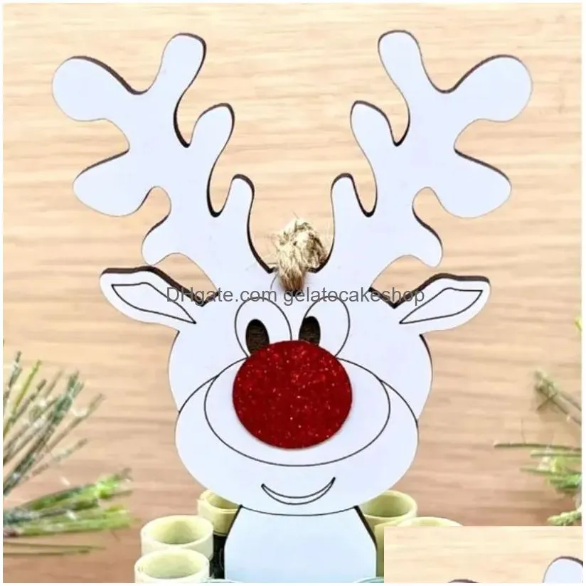 wooden unique for cash money gift holder ornaments reindeer snowman christmas tree desktop hanging pendant