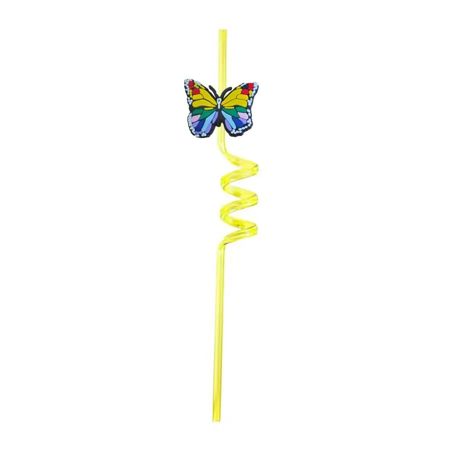 colored butterfly 28 themed crazy cartoon straws drinking for girls kids pool birthday party christmas favors summer favor reusable plastic straw