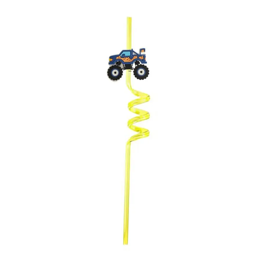 truck 9 themed crazy cartoon straws decoration supplies birthday party favors drinking decorations for summer goodie gifts kids reusable plastic straw