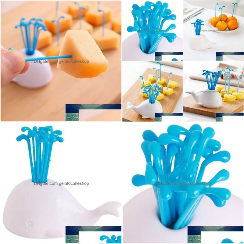 1 set cute beluga white whale kitchen accessories cooking fruit vegetable tools gadgets for party home decor hall fruit fork set