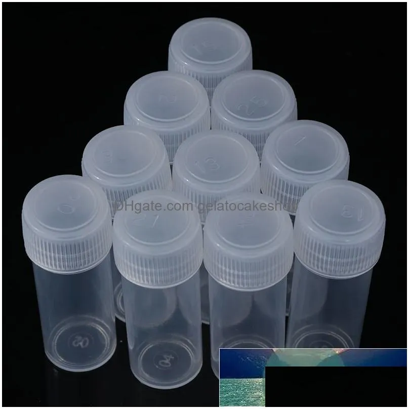 wholesale 10pcs 5ml plastic test tubes vials sample container powder craft screw cap bottles for office school chemistry supplies