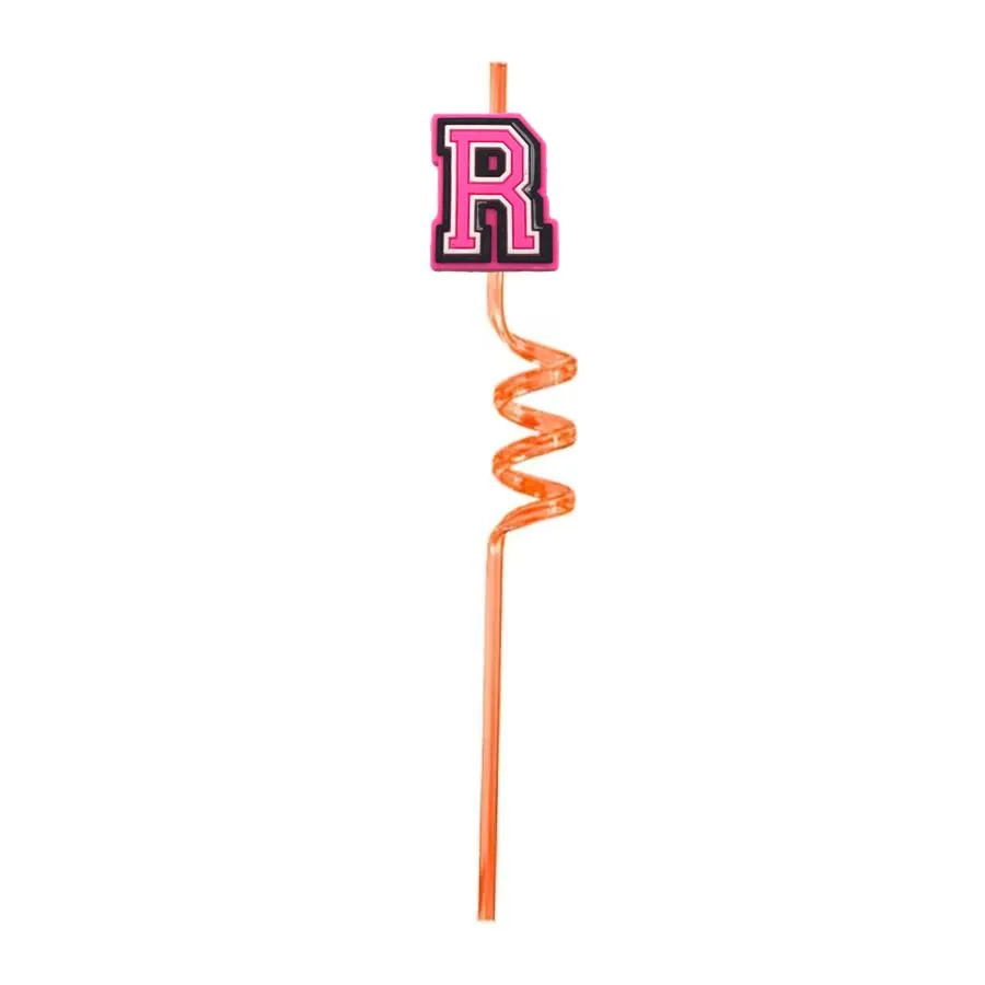 pink letter themed crazy cartoon straws drinking for girls plastic goodie gifts kids party reusable summer favor straw