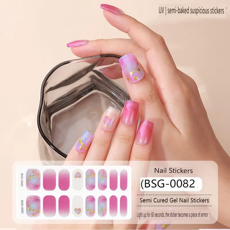 Semi-cured gel Nail Stickers Wholesale Supplise Nail Strips for Women Girls Full Beauty High Quality Stickers for Nails