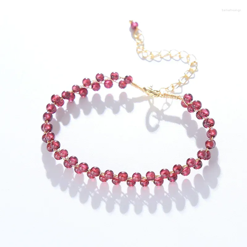 Charm Bracelets Elegant Forest Style Bracelet For Women Fashion Jewelry With Handwoven Pomegranate Amethyst And Moonstone Bangle