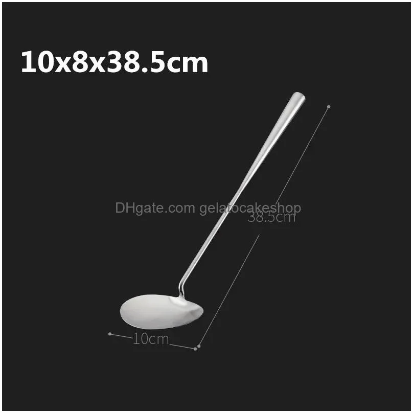 stainless steel big long handle spatula spoon scoop restaurant canteen chef large pot shovel kitchen utensil set bamboo