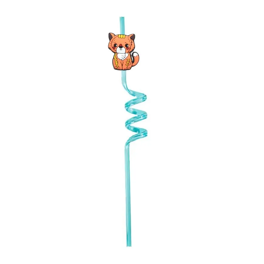 kitten themed crazy cartoon straws drinking for new year party plastic childrens favors supplies decorations birthday summer straw with decoration kids reusable