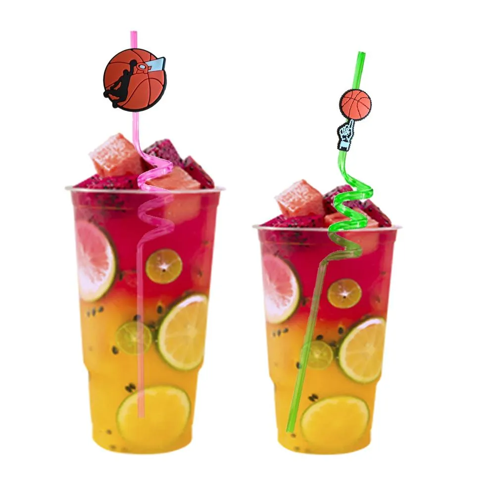 basketball 2 12 themed crazy cartoon straws drinking party supplies for favors decorations plastic straw with decoration kids childrens new year reusable