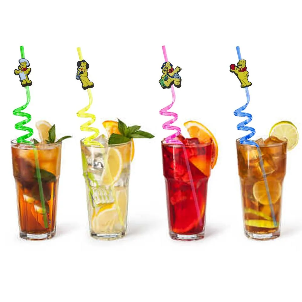 yellow bear ii themed crazy cartoon straws drinking for new year party summer favor supplies favors decorations reusable plastic birthday straw