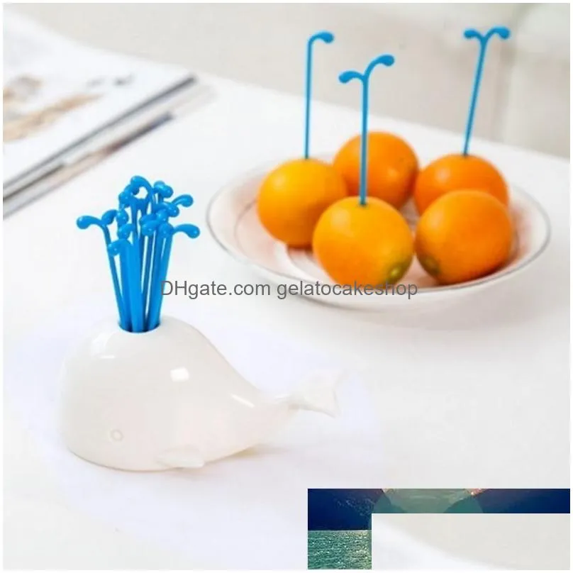 1 set cute beluga white whale kitchen accessories cooking fruit vegetable tools gadgets for party home decor hall fruit fork set