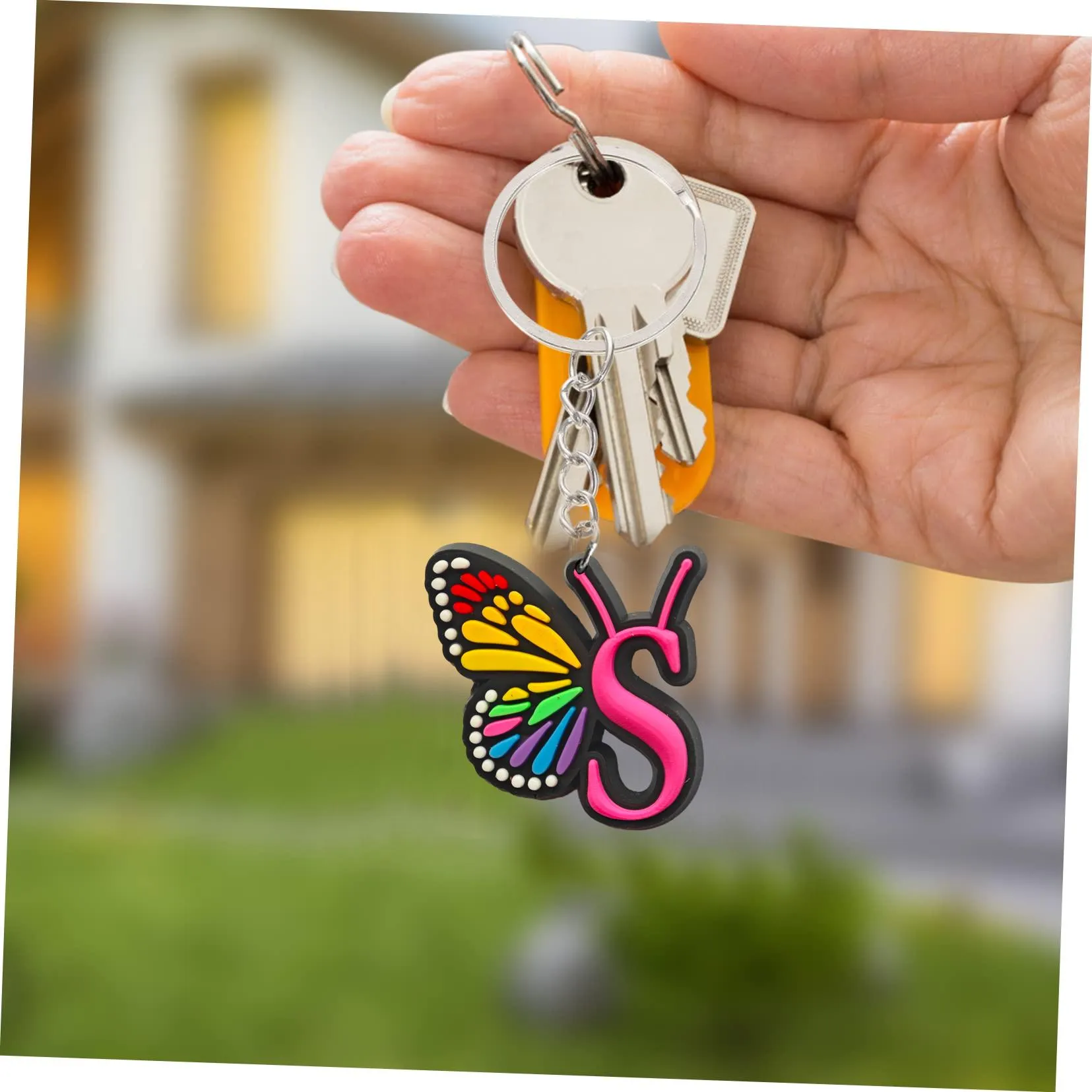 letter butterfly keychain mini cute keyring for classroom prizes boys keychains key chain kid boy girl party favors gift suitable schoolbag goodie bag stuffers supplies