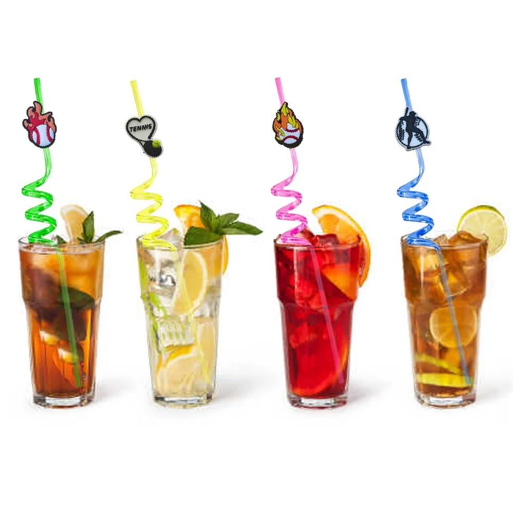 baseball themed crazy cartoon straws drinking for christmas party favors summer favor supplies decorations reusable plastic straw