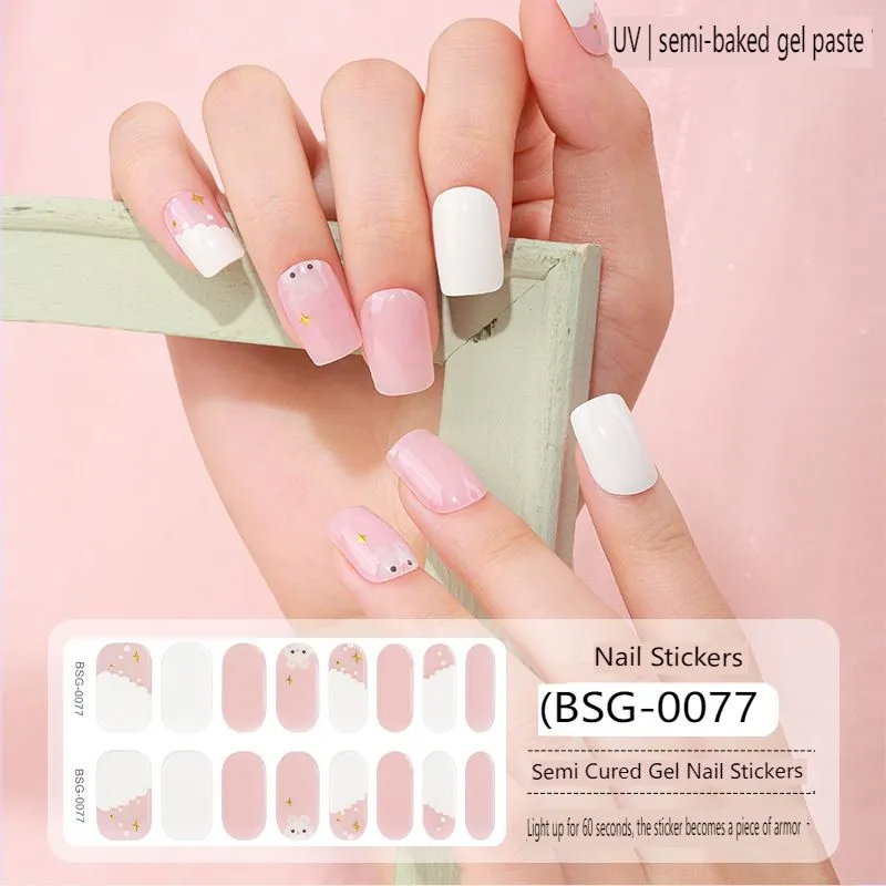 Semi-cured gel Nail Stickers Wholesale Supplise Nail Strips for Women Girls Full Beauty High Quality Stickers for Nails