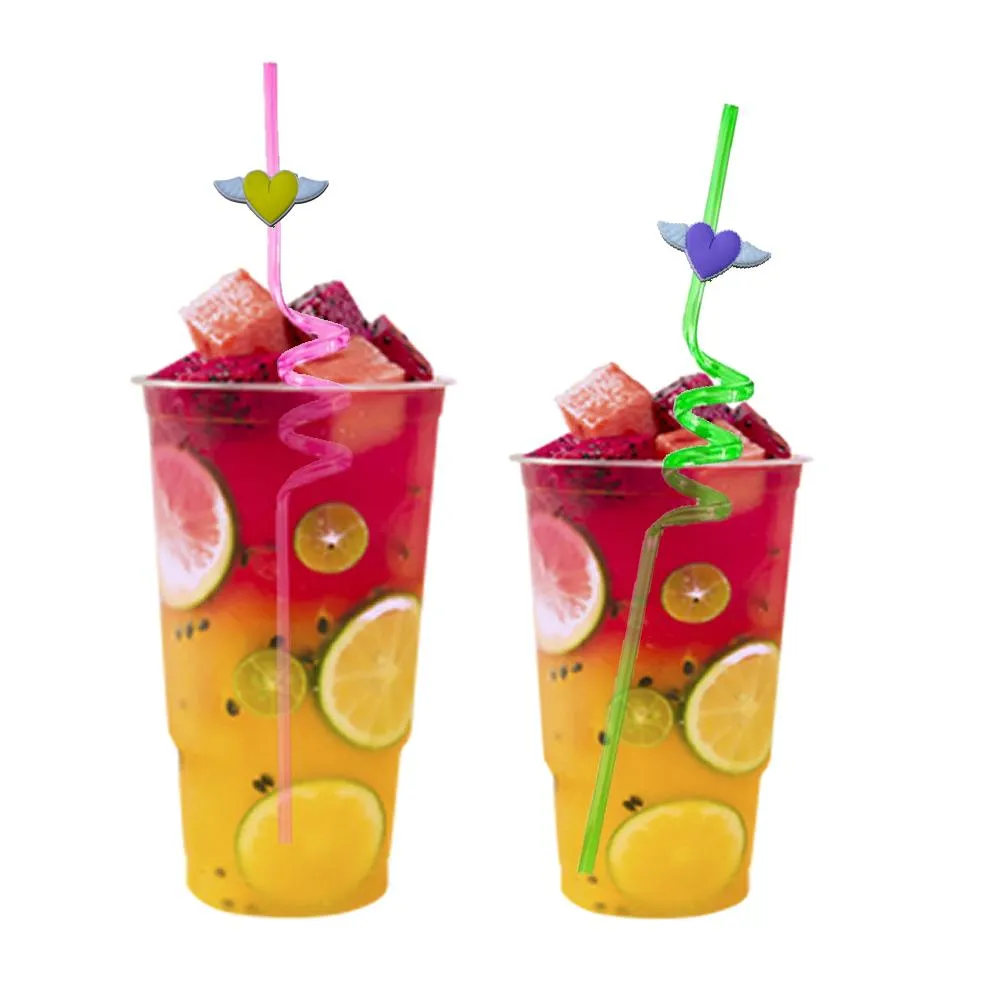 love wings themed crazy cartoon straws plastic drinking for  party supplies straw girls decorations decoration birthday favors christmas reusable