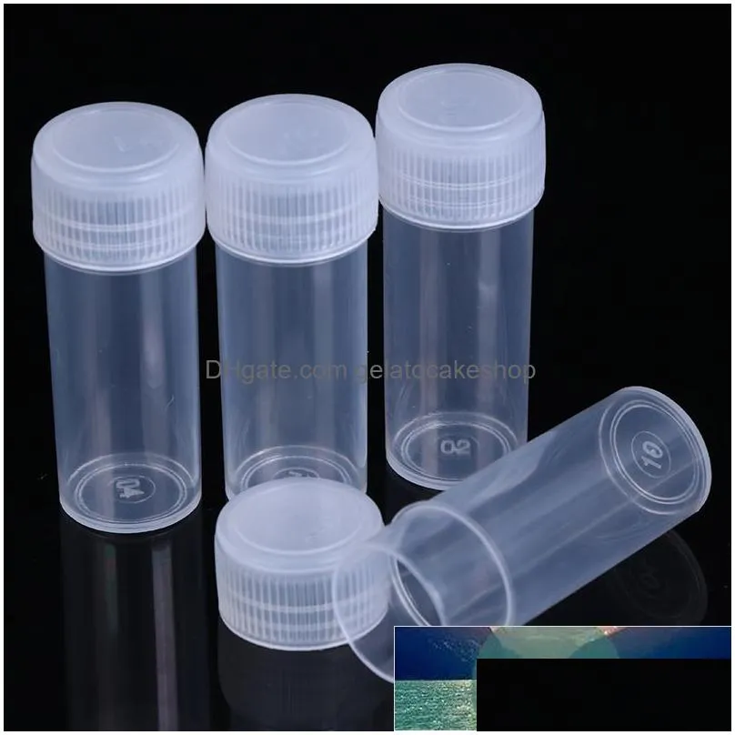 wholesale 10pcs 5ml plastic test tubes vials sample container powder craft screw cap bottles for office school chemistry supplies