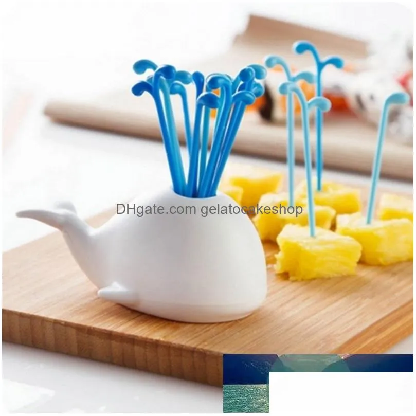 1 set cute beluga white whale kitchen accessories cooking fruit vegetable tools gadgets for party home decor hall fruit fork set
