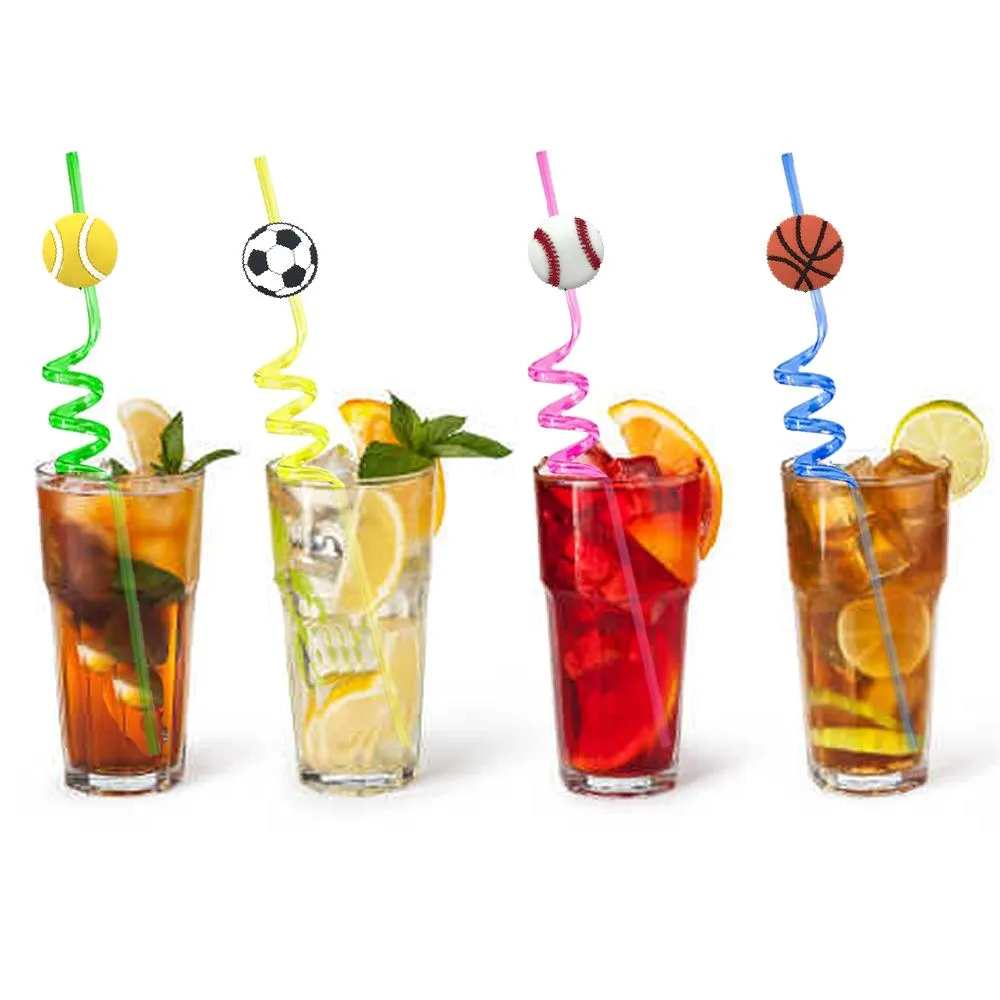 ball themed crazy cartoon straws drinking for summer party favor sea favors christmas plastic childrens reusable straw