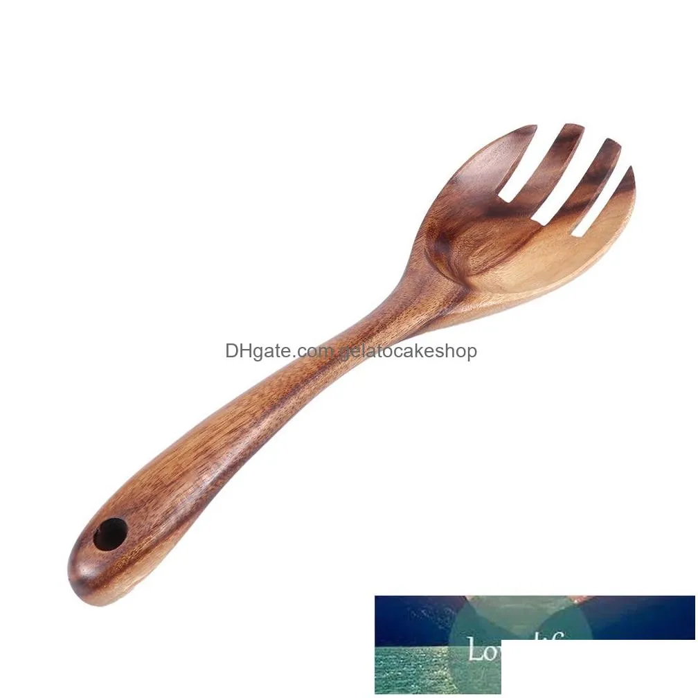 large wooden spoon big salad serving spoon fork natural wood tablespoon long handled cooking kitchen wooden utensils