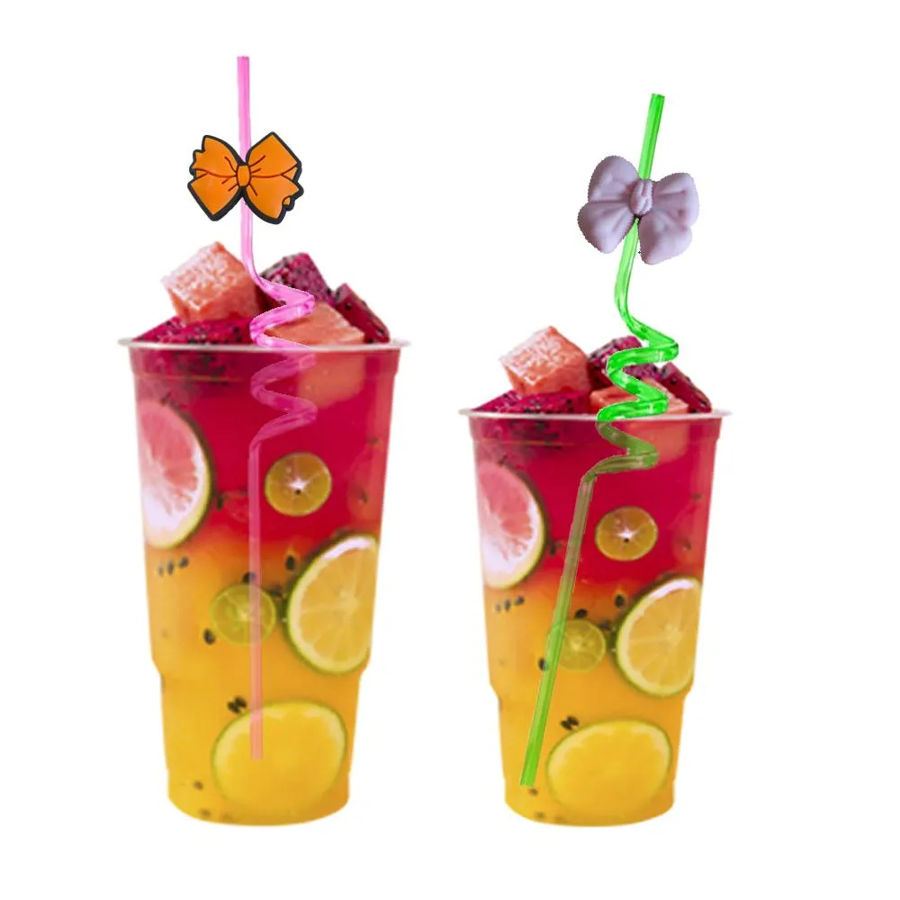 bow crown themed crazy cartoon straws plastic straw girls party decorations drinking for goodie gifts kids pool birthday childrens favors reusable