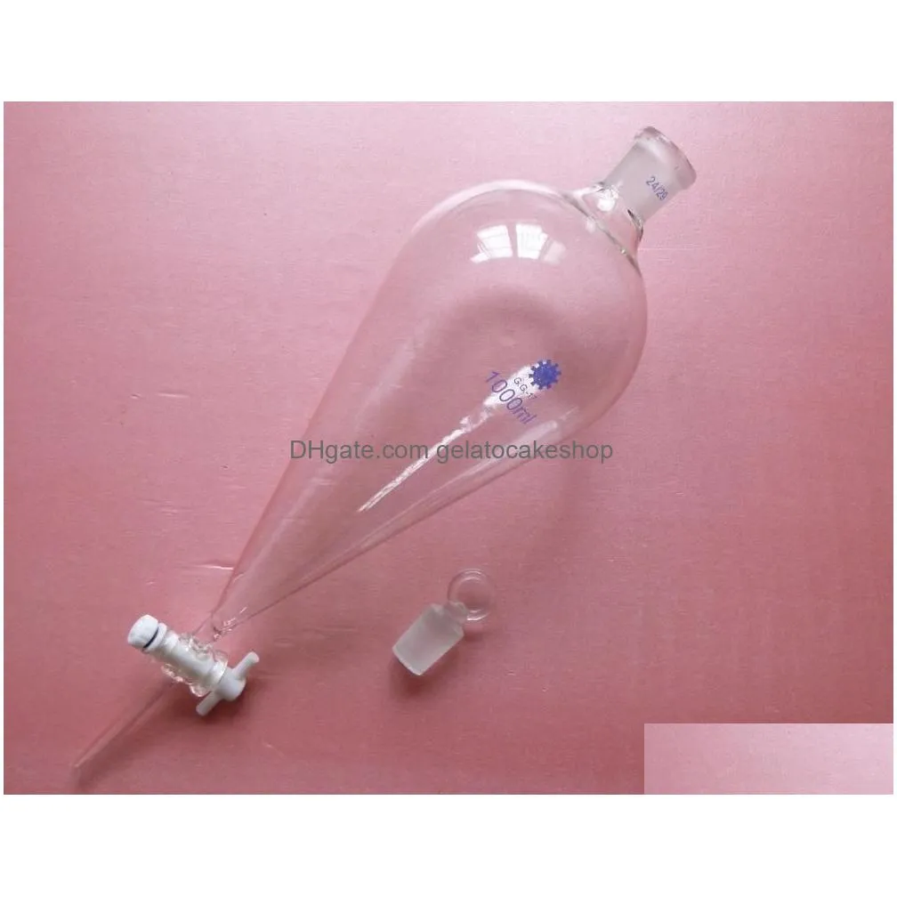 wholesale wholesale- 1000ml 24/29 pyriform separatory drop funnel 1l ptfe stopcock glass stopper chemistry labware